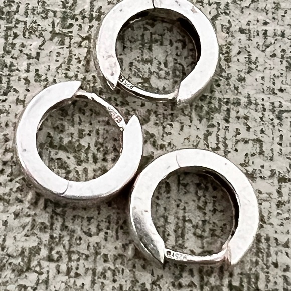 Three Small Sterling Sliver HUGGIE Earrings .925 - Picture 2 of 6